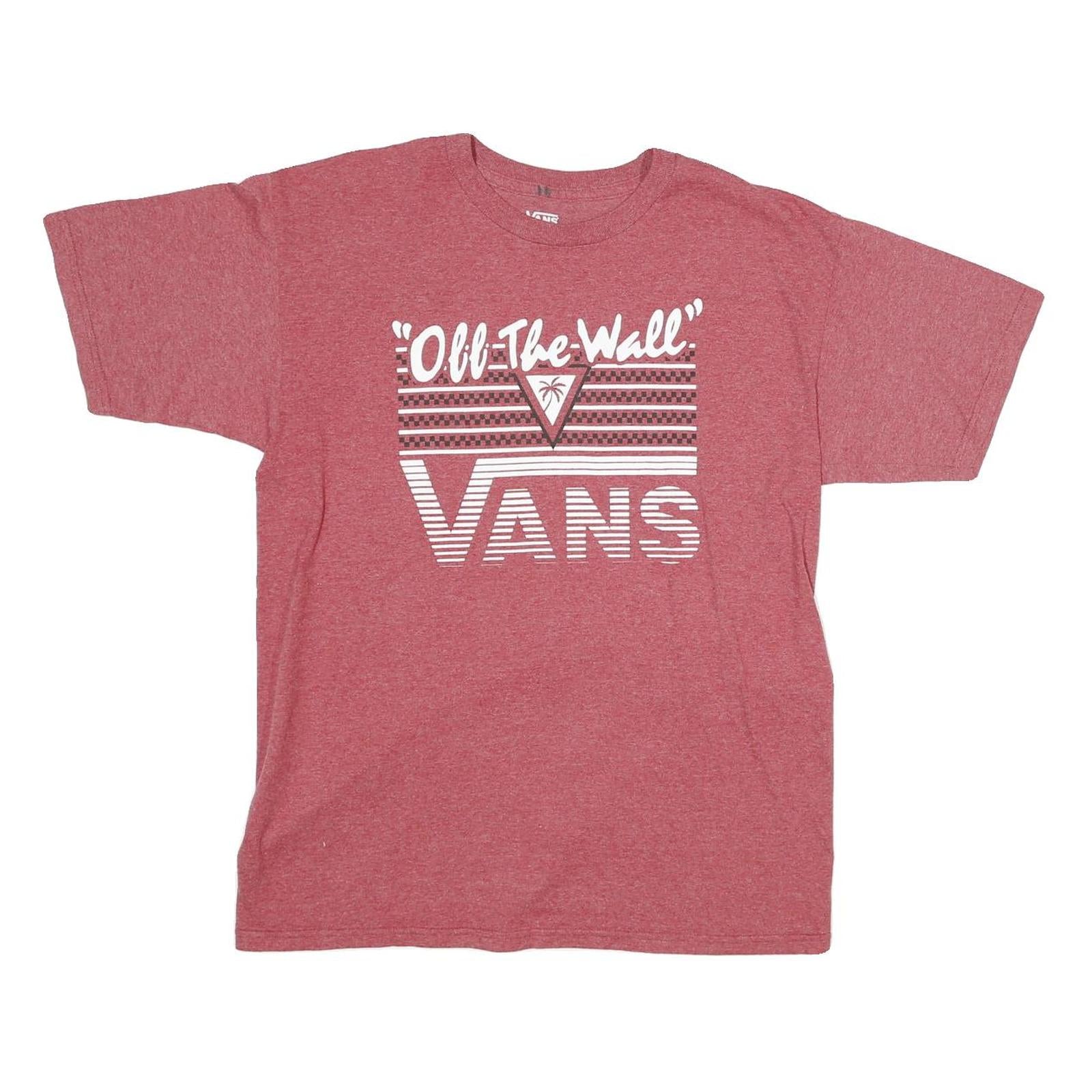 VANS Mens Red Graphic T-Shirt M Short Sleeve Crew Neck Off The Wall Print