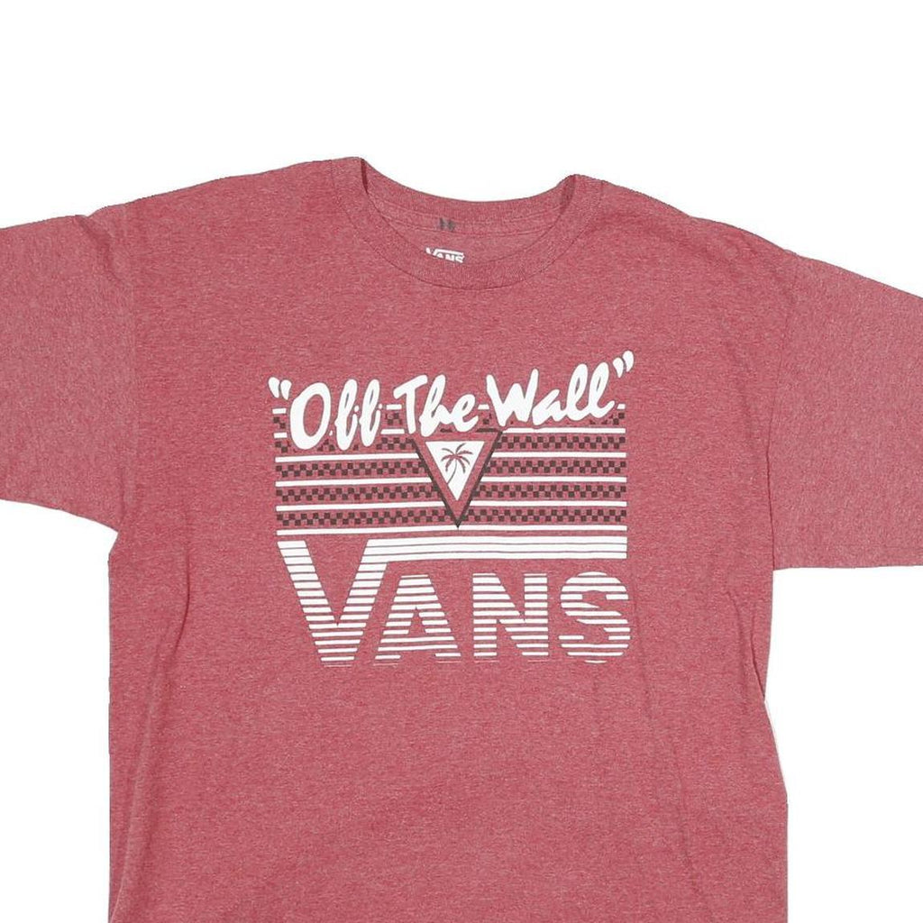 VANS Mens Red Graphic T-Shirt M Short Sleeve Crew Neck Off The Wall Print