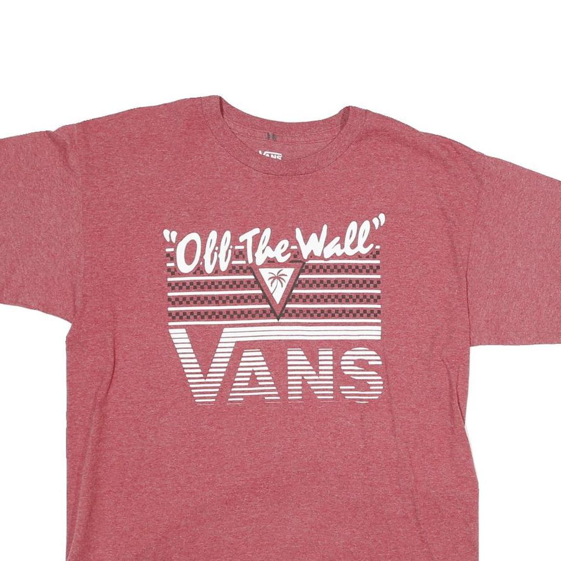 VANS Mens Red Graphic T-Shirt M Short Sleeve Crew Neck Off The Wall Print