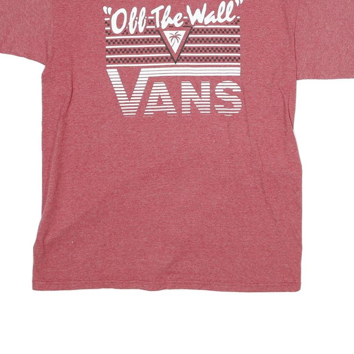 VANS Mens Red Graphic T-Shirt M Short Sleeve Crew Neck Off The Wall Print