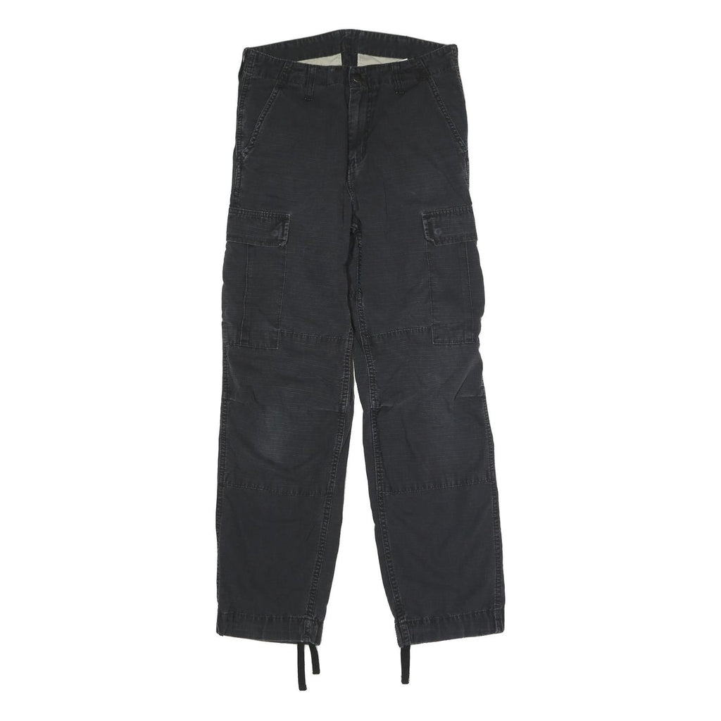 CARHARTT Mens Cotton Blend Black Regular Cargo Trousers W30 L29 Workwear