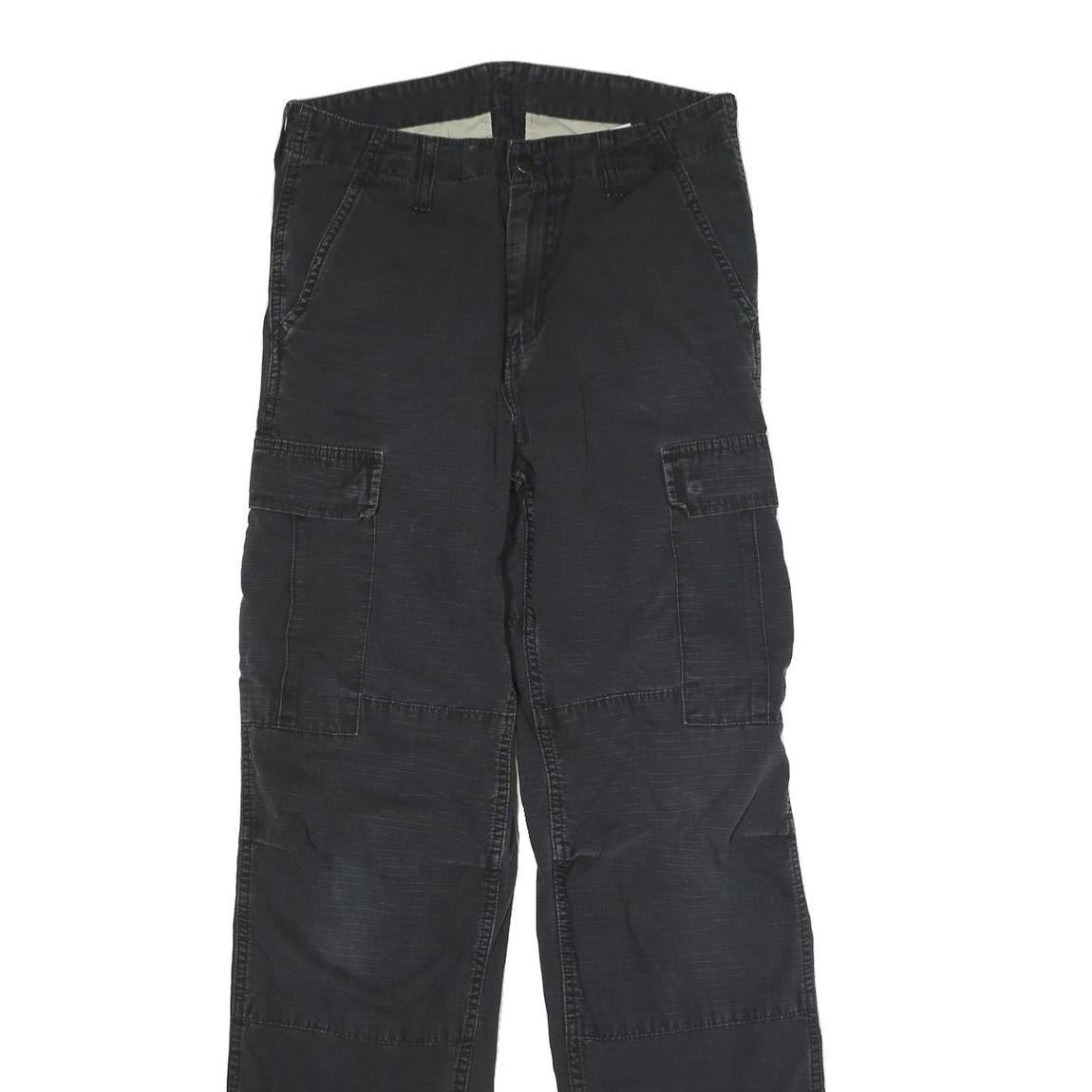 CARHARTT Mens Cotton Blend Black Regular Cargo Trousers W30 L29 Workwear