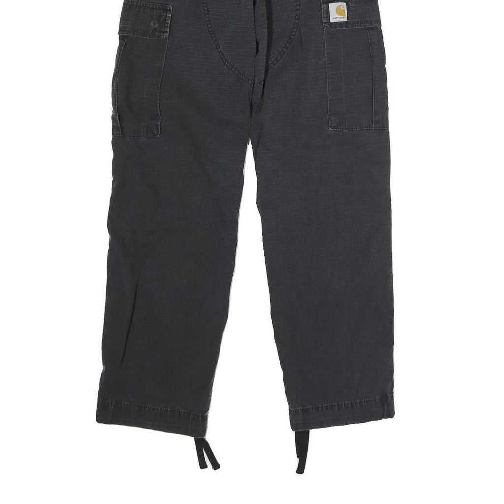 CARHARTT Mens Cotton Blend Black Regular Cargo Trousers W30 L29 Workwear