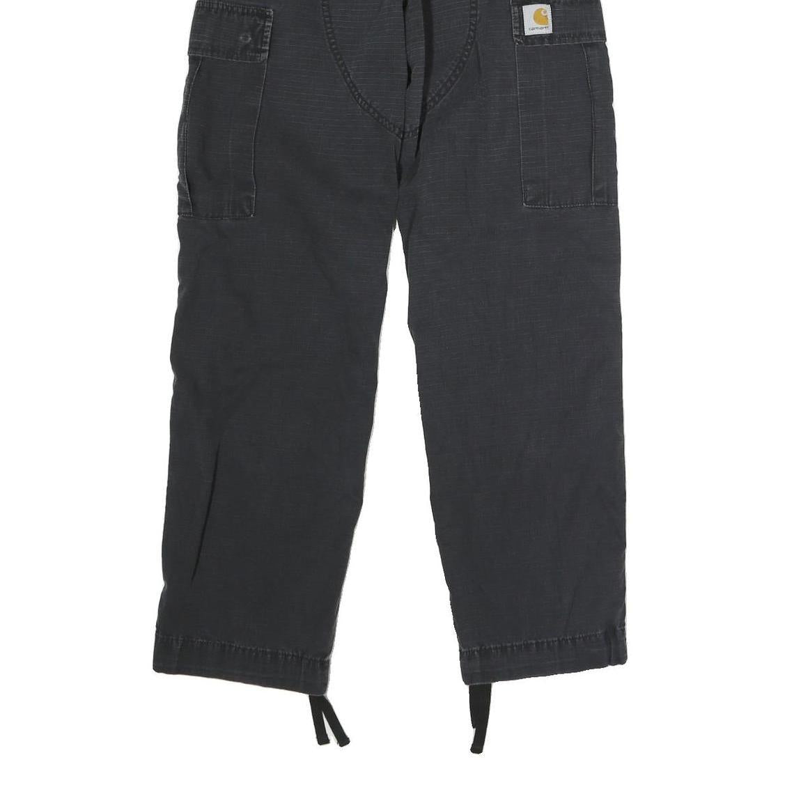 CARHARTT Mens Cotton Blend Black Regular Cargo Trousers W30 L29 Workwear