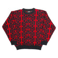 FABRIANO Womens Patterned Jumper Red Geometric Tight Knit S