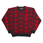 FABRIANO Womens Patterned Jumper Red Geometric Tight Knit S