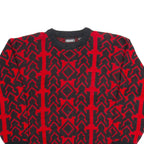 FABRIANO Womens Patterned Jumper Red Geometric Tight Knit S