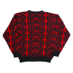 FABRIANO Womens Patterned Jumper Red Geometric Tight Knit S
