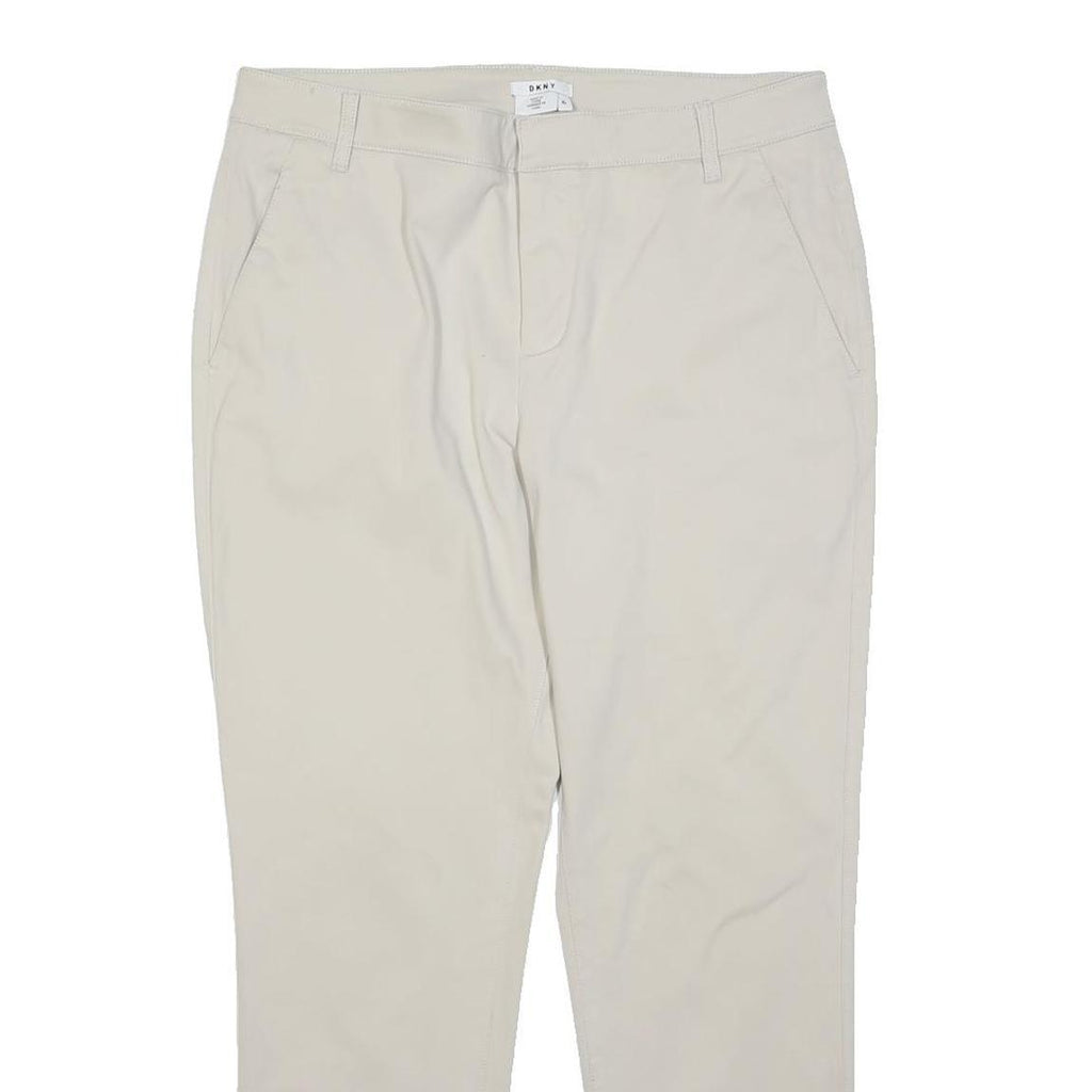 DKNY Womens Cotton Blend Beige Regular Fit Straight Trousers W32 L26 Classic