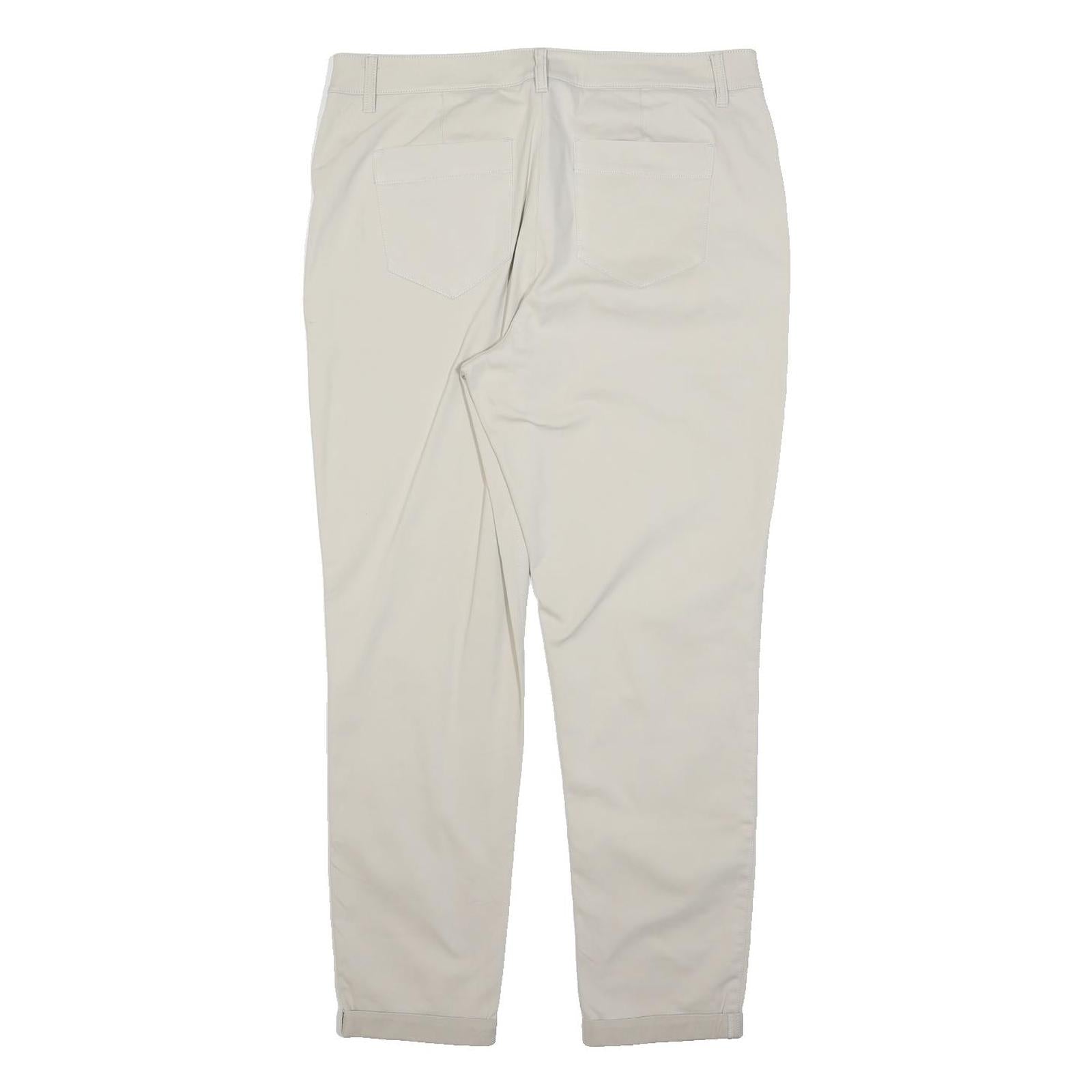 DKNY Womens Cotton Blend Beige Regular Fit Straight Trousers W32 L26 Classic