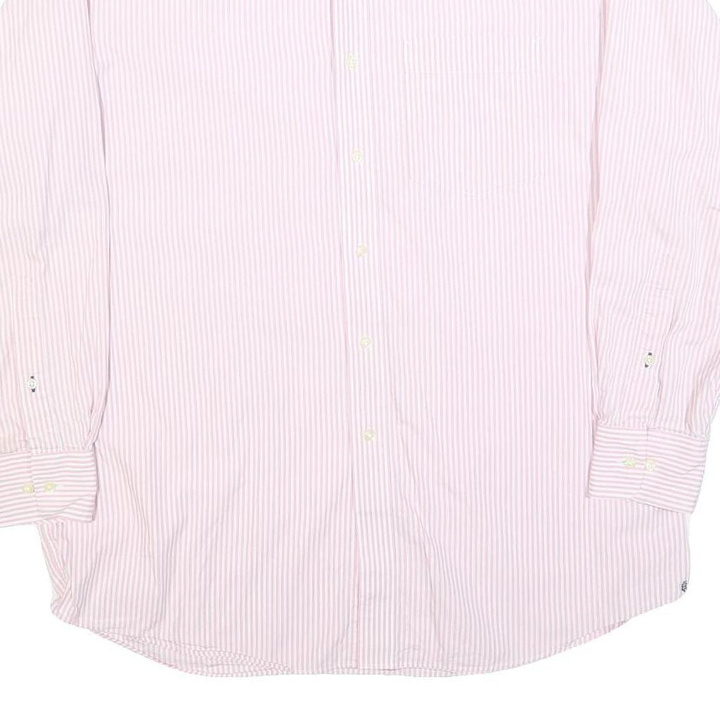 TOMMY HILFIGER Mens Pink & White Stripe Shirt L Cotton Blend Button-Down Collar