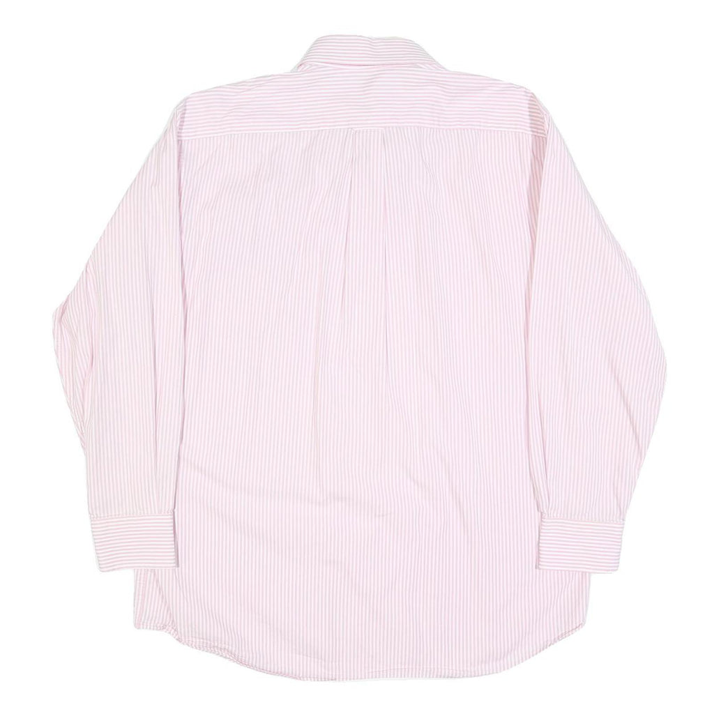 TOMMY HILFIGER Mens Pink & White Stripe Shirt L Cotton Blend Button-Down Collar