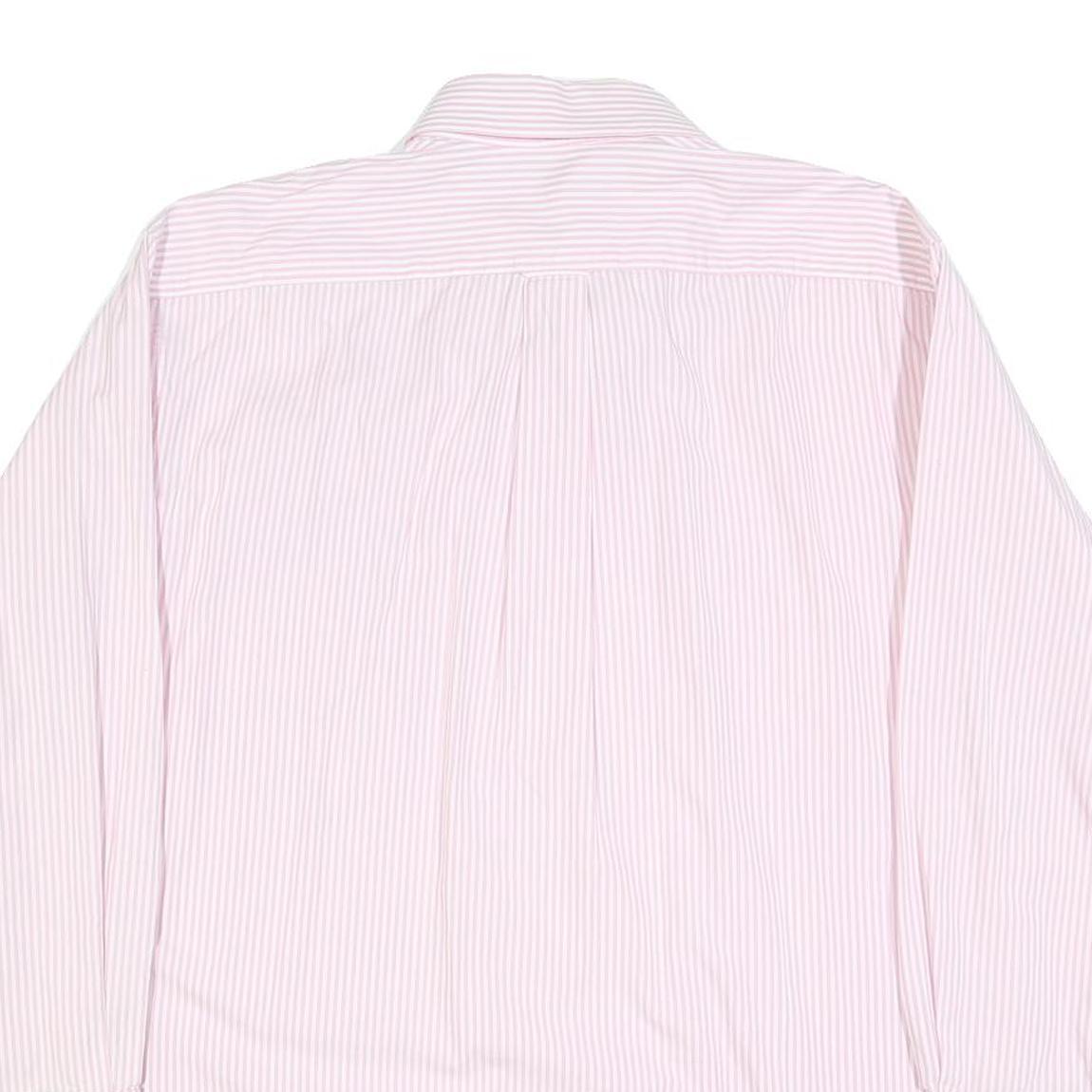 TOMMY HILFIGER Mens Pink & White Stripe Shirt L Cotton Blend Button-Down Collar