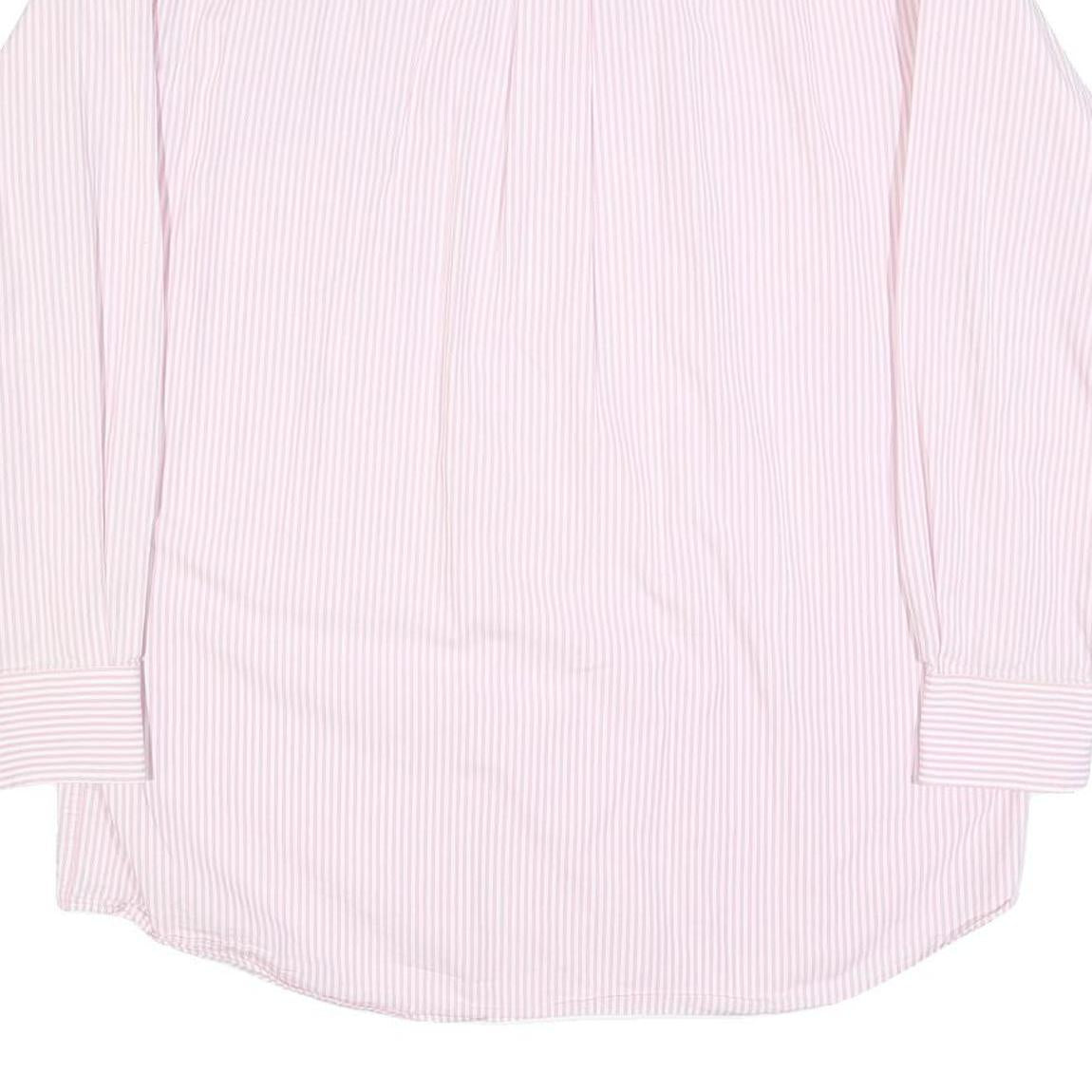 TOMMY HILFIGER Mens Pink & White Stripe Shirt L Cotton Blend Button-Down Collar
