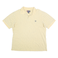 CHAPS Mens Yellow Checked Polo Shirt XL Cotton Short Sleeve Classic Fit