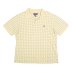 CHAPS Mens Yellow Checked Polo Shirt XL Cotton Short Sleeve Classic Fit