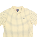 CHAPS Mens Yellow Checked Polo Shirt XL Cotton Short Sleeve Classic Fit