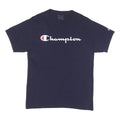 CHAMPION Mens Blue Graphic T-Shirt M Short Sleeve Crew Neck Logo Cotton Blend