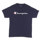 CHAMPION Mens Blue Graphic T-Shirt M Short Sleeve Crew Neck Logo Cotton Blend