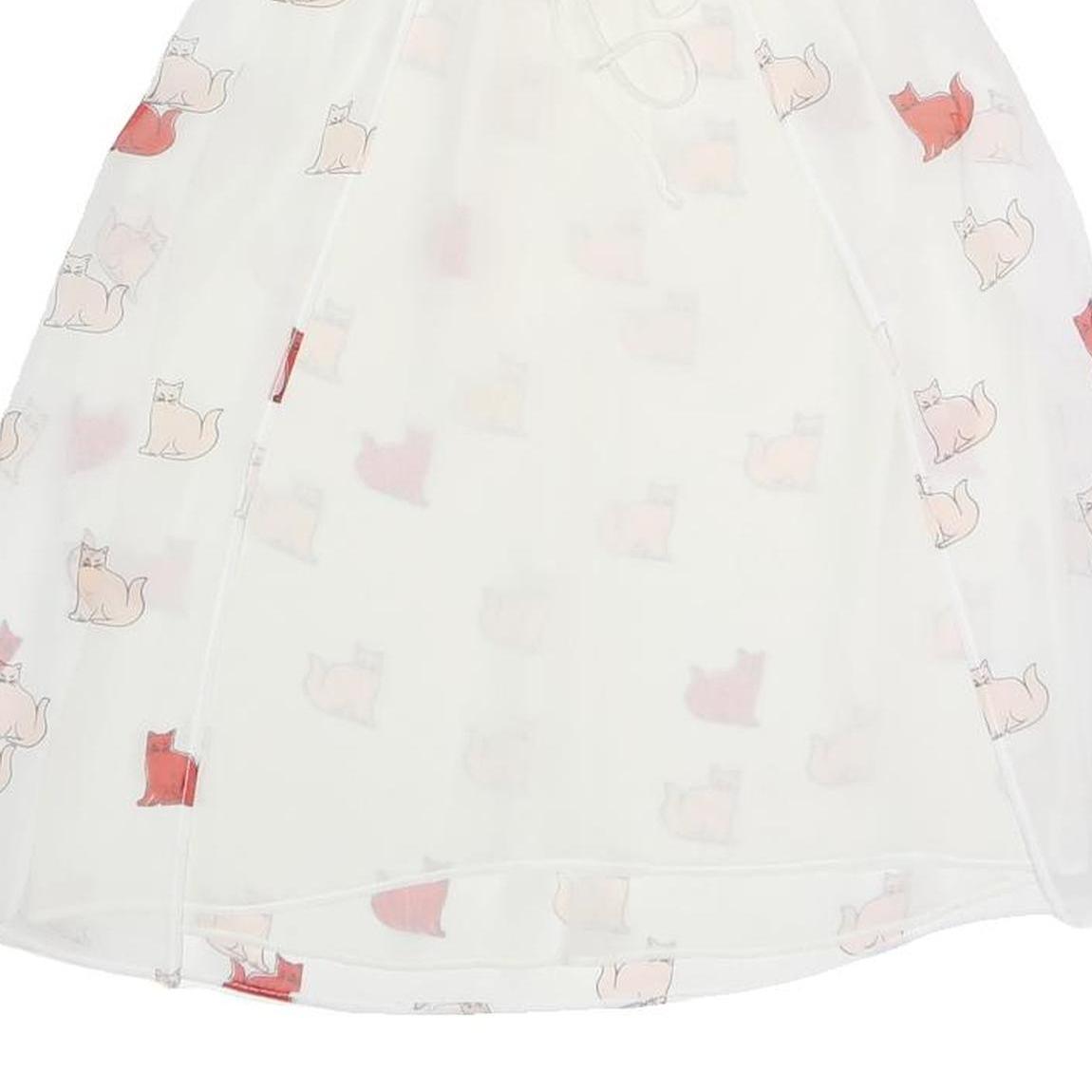 ZARA Womens White Printed Sleeveless Round Neck Top S Cat Pattern