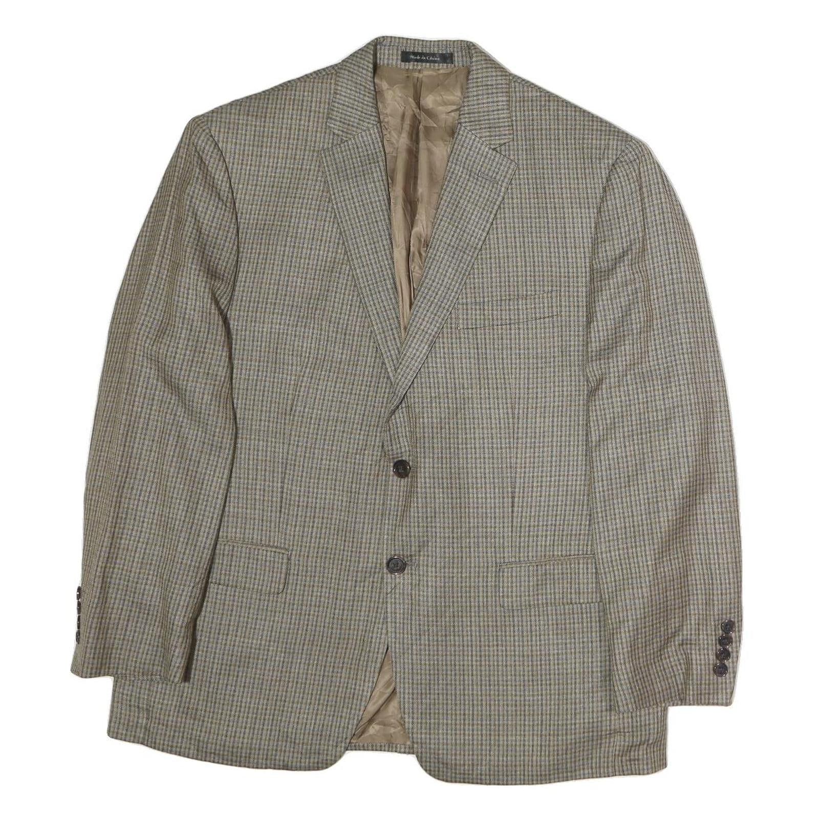 LAUREN RALPH LAUREN Mens Beige & Brown Tailored Cotton Check Jacket M Button