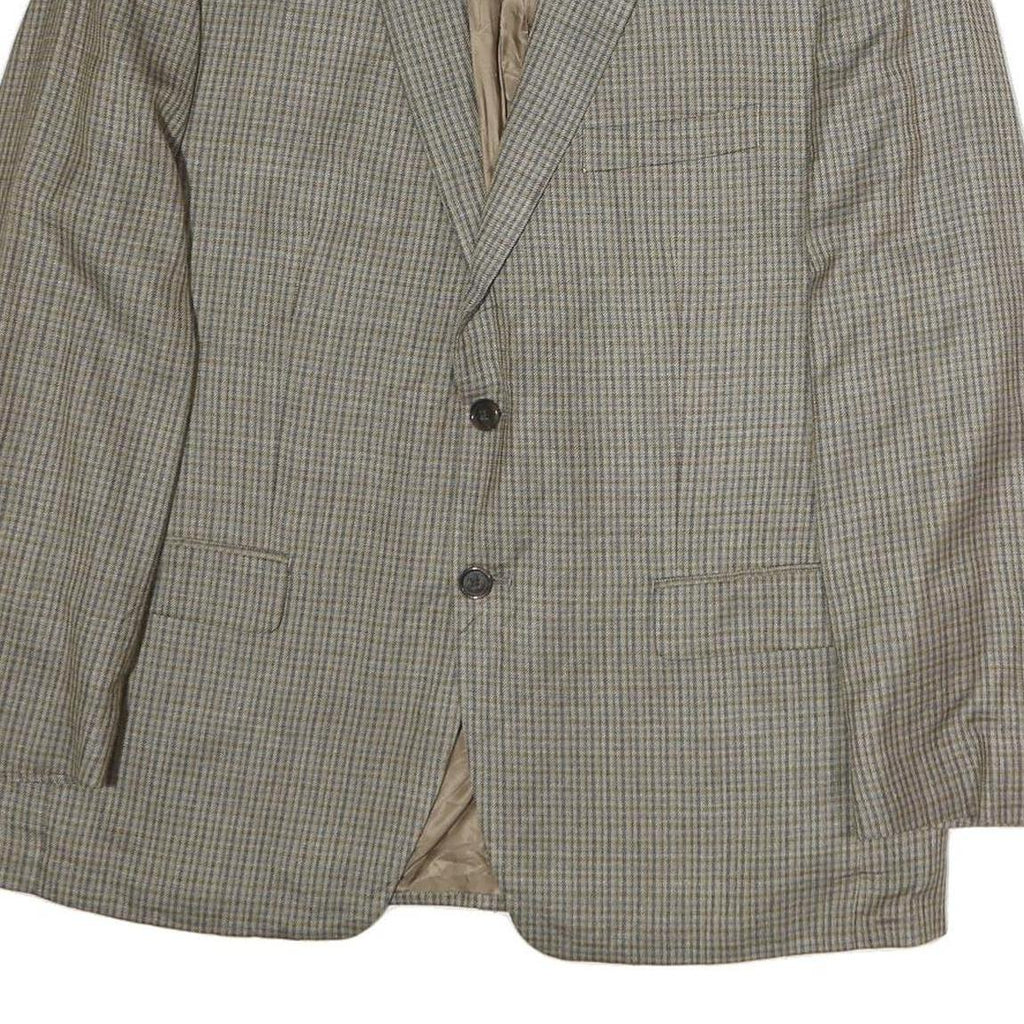 LAUREN RALPH LAUREN Mens Beige & Brown Tailored Cotton Check Jacket M Button