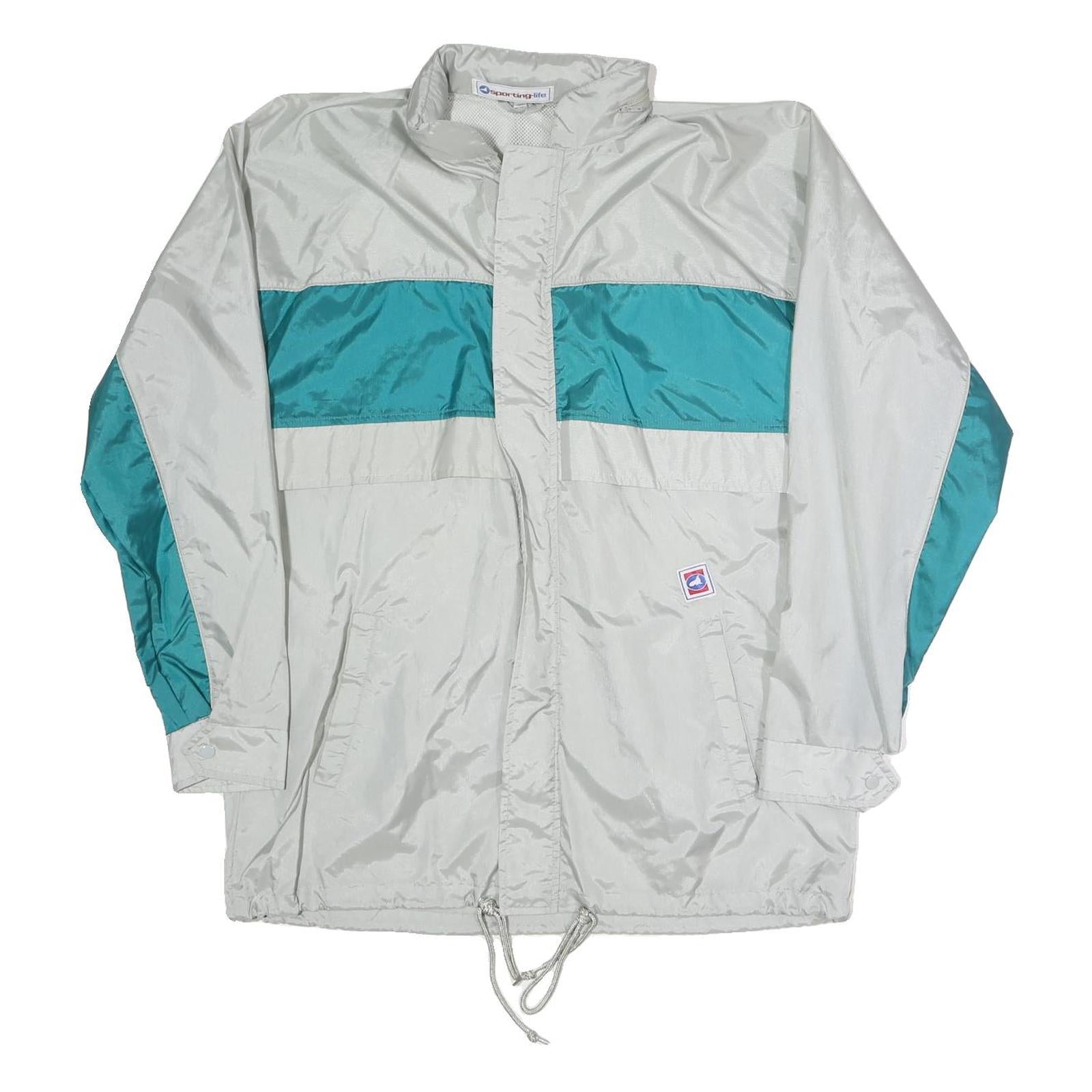 SPORTING LIFE Mens Grey & Teal Colourblock Track Jacket M Polyester Blend Zip