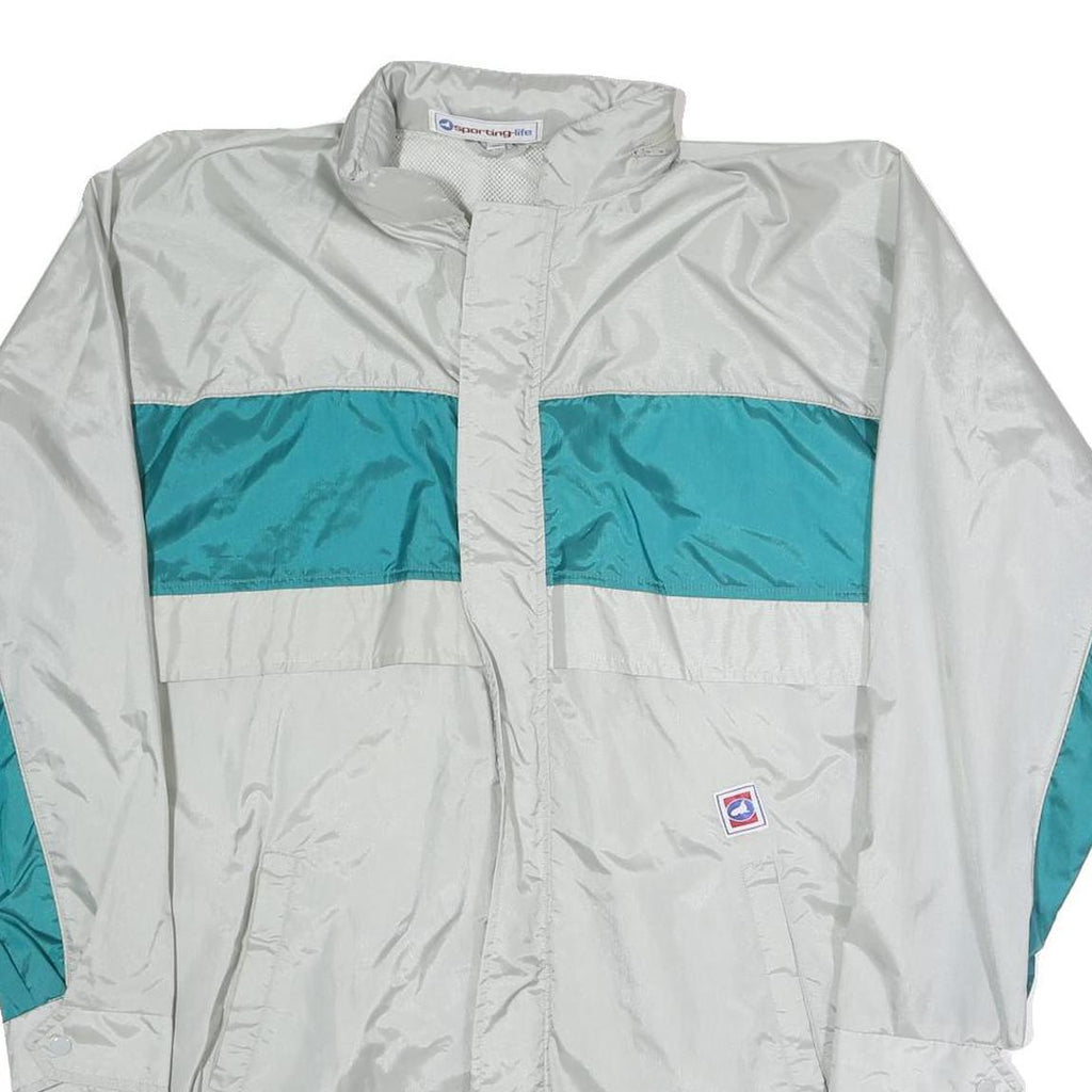 SPORTING LIFE Mens Grey & Teal Colourblock Track Jacket M Polyester Blend Zip