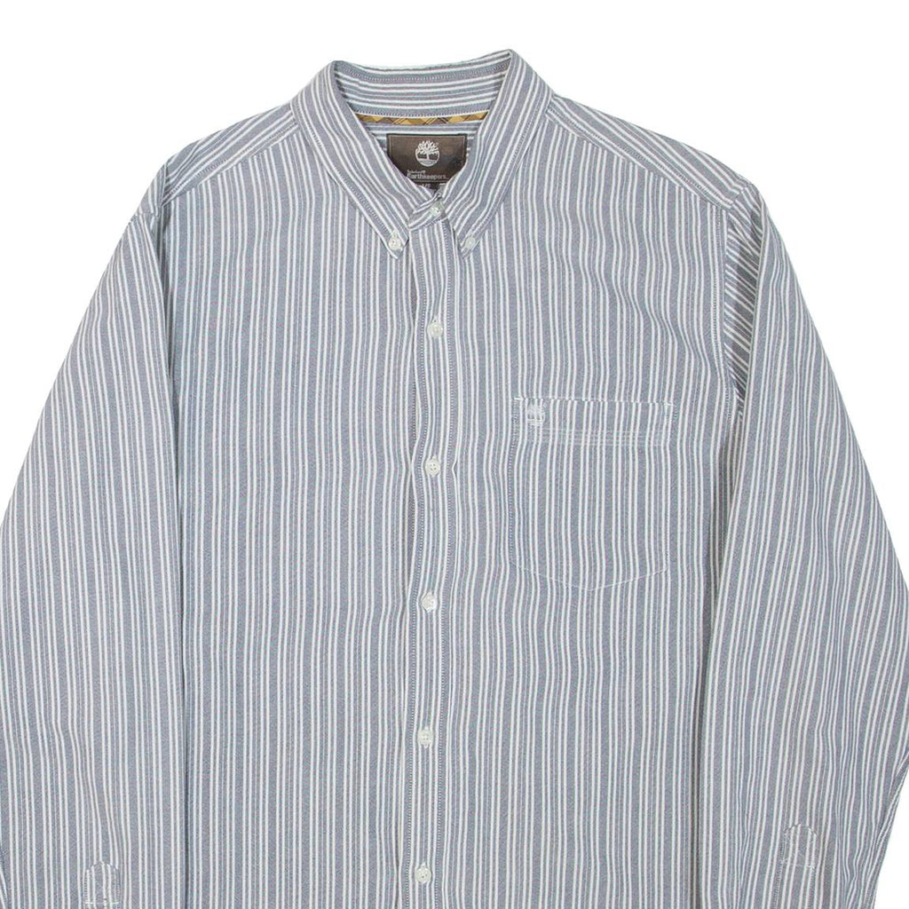 TIMBERLAND Mens Shirt Grey Striped Long Sleeve M