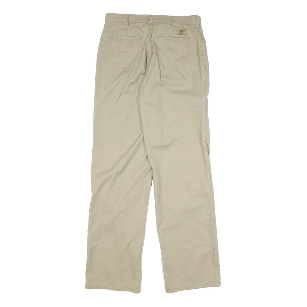 DICKIES Mens Cotton Blend Beige Regular Fit Straight Leg Trousers W30 L32
