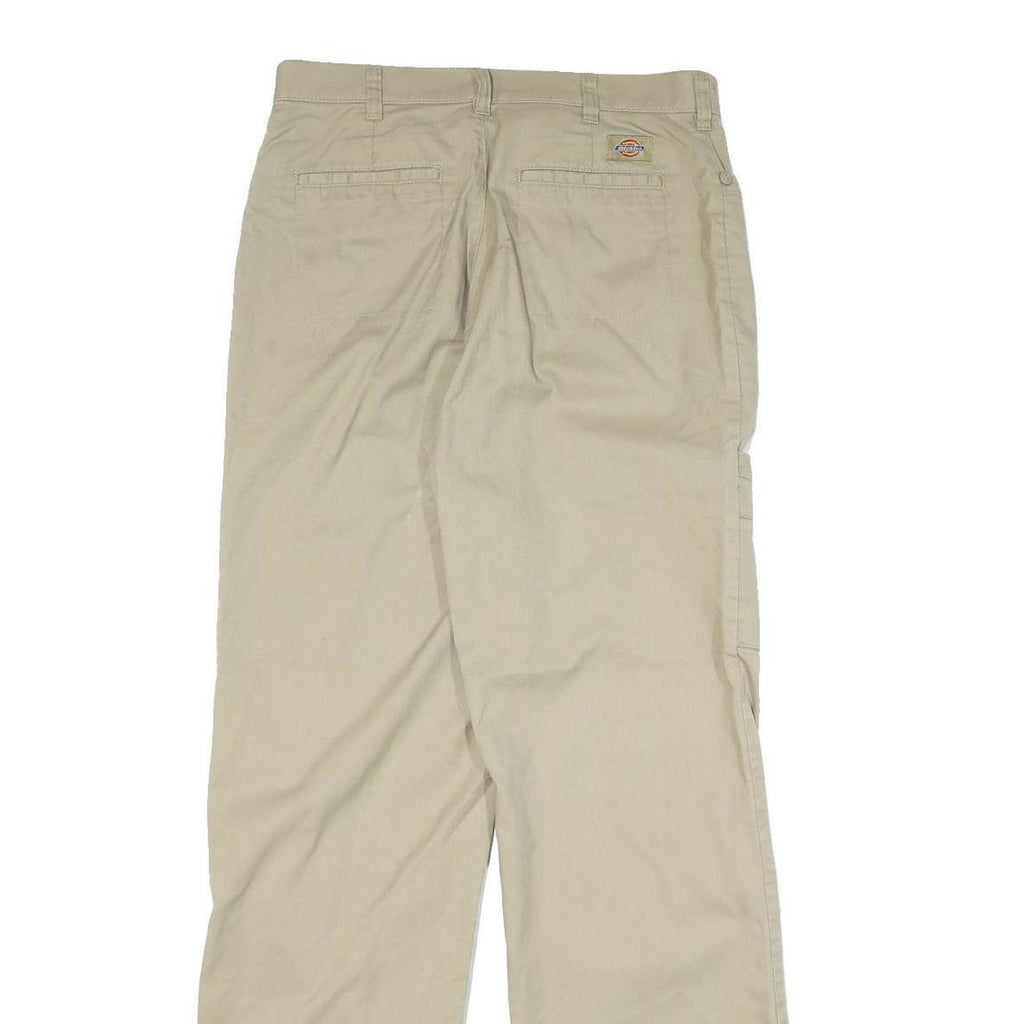 DICKIES Mens Cotton Blend Beige Regular Fit Straight Leg Trousers W30 L32