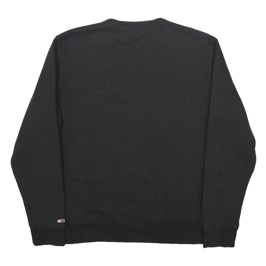 TOMMY JEANS Mens Black Cotton Blend Sweatshirt Crew Neck XL Logo Print