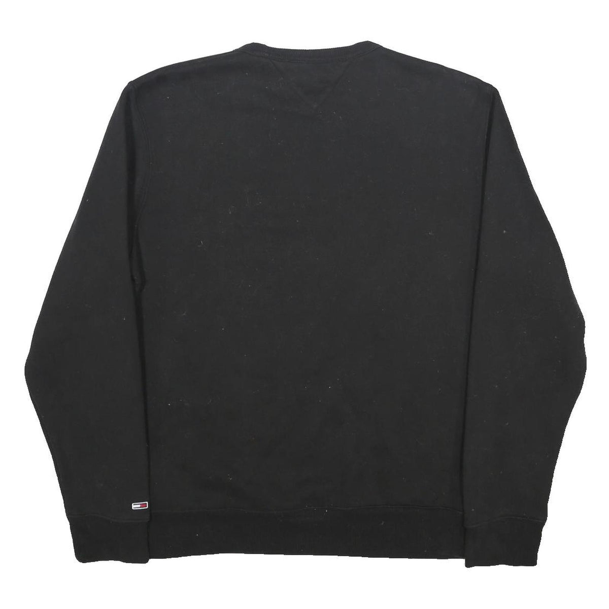 TOMMY JEANS Mens Black Cotton Blend Sweatshirt Crew Neck XL Logo Print
