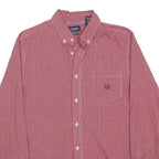 CHAPS Mens Red & White Checked Shirt L Casual Button Down Cotton Blend
