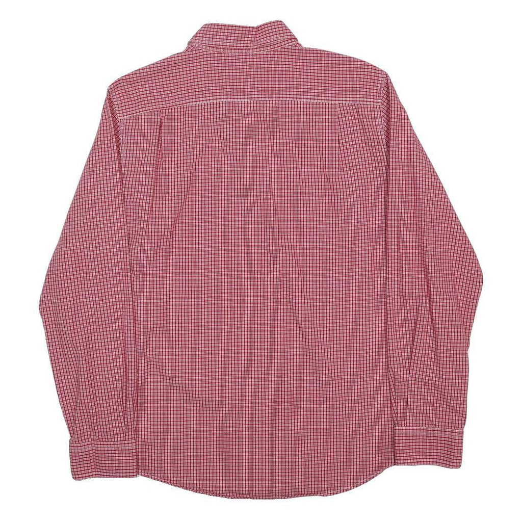 CHAPS Mens Red & White Checked Shirt L Casual Button Down Cotton Blend