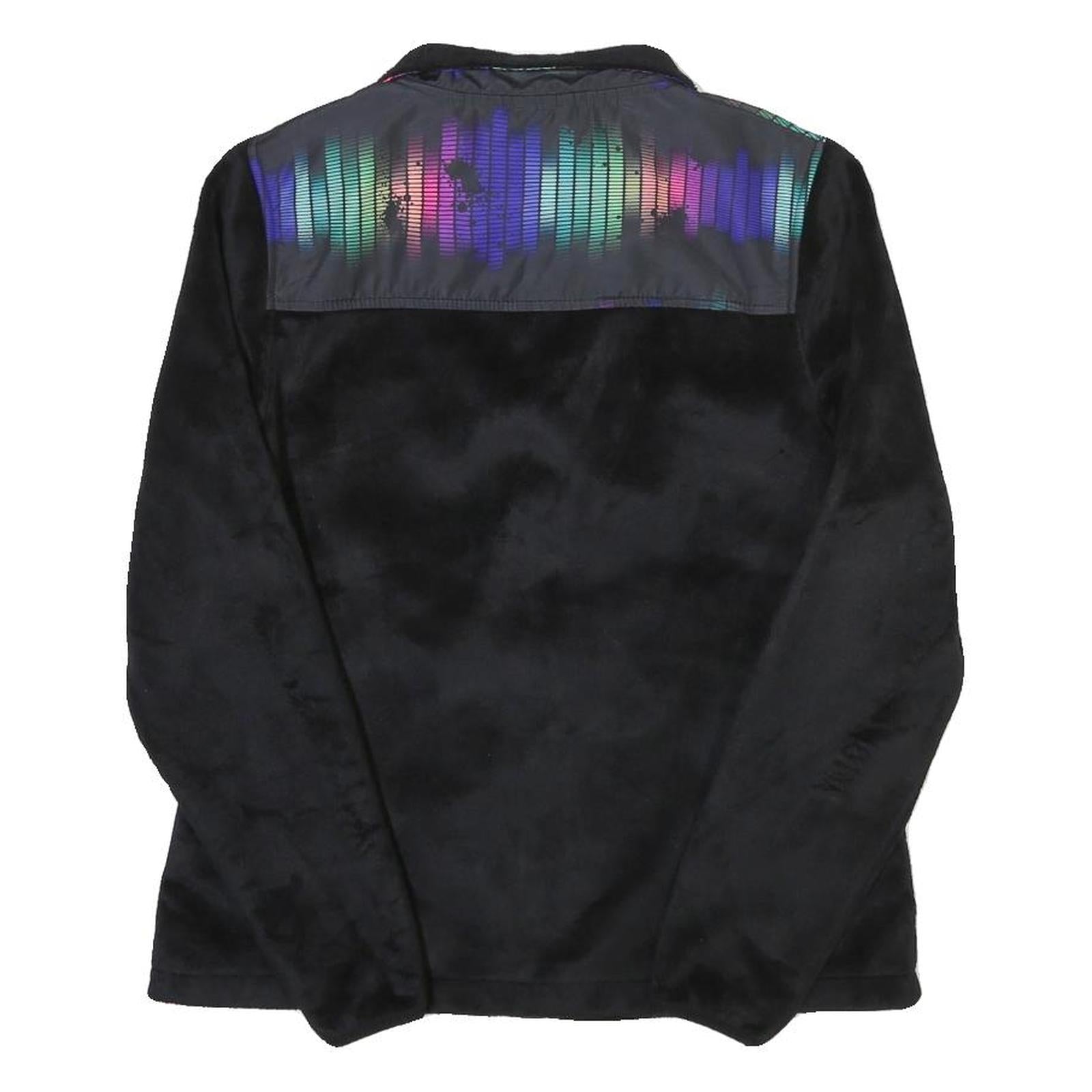 FILA Womens Black Multicolour Panel Zip Up Jacket XS Polyester Blend Fleece