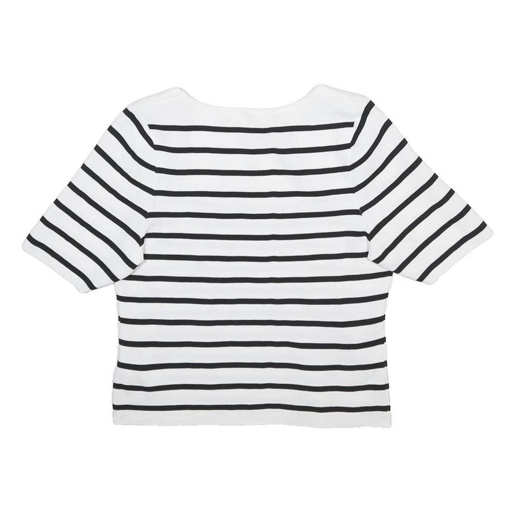 HAPPILY GREY Womens White & Black Striped Basic Top Short Sleeve Square Neck XL