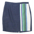 TOMMY HILFIGER Womens Blue Linen Mini Skirt Striped Zip M Casual Summer