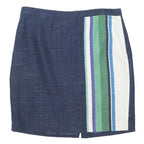 TOMMY HILFIGER Womens Blue Linen Mini Skirt Striped Zip M Casual Summer