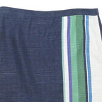 TOMMY HILFIGER Womens Blue Linen Mini Skirt Striped Zip M Casual Summer