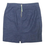 TOMMY HILFIGER Womens Blue Linen Mini Skirt Striped Zip M Casual Summer