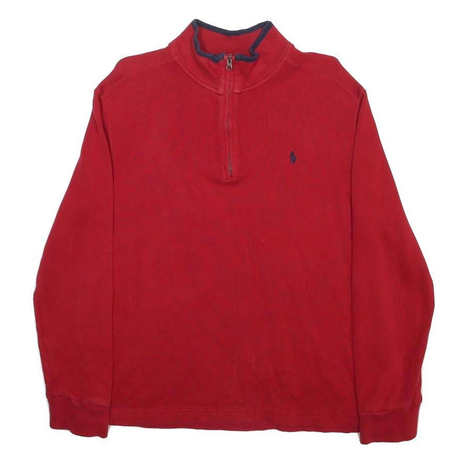 POLO RALPH LAUREN Boys Red Pullover Plain Crew Neck Basic Knit XL Cotton Jumper