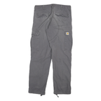 CARHARTT Mens Jeans Grey Relaxed Cargo Denim W36 L30 Workwear Utility