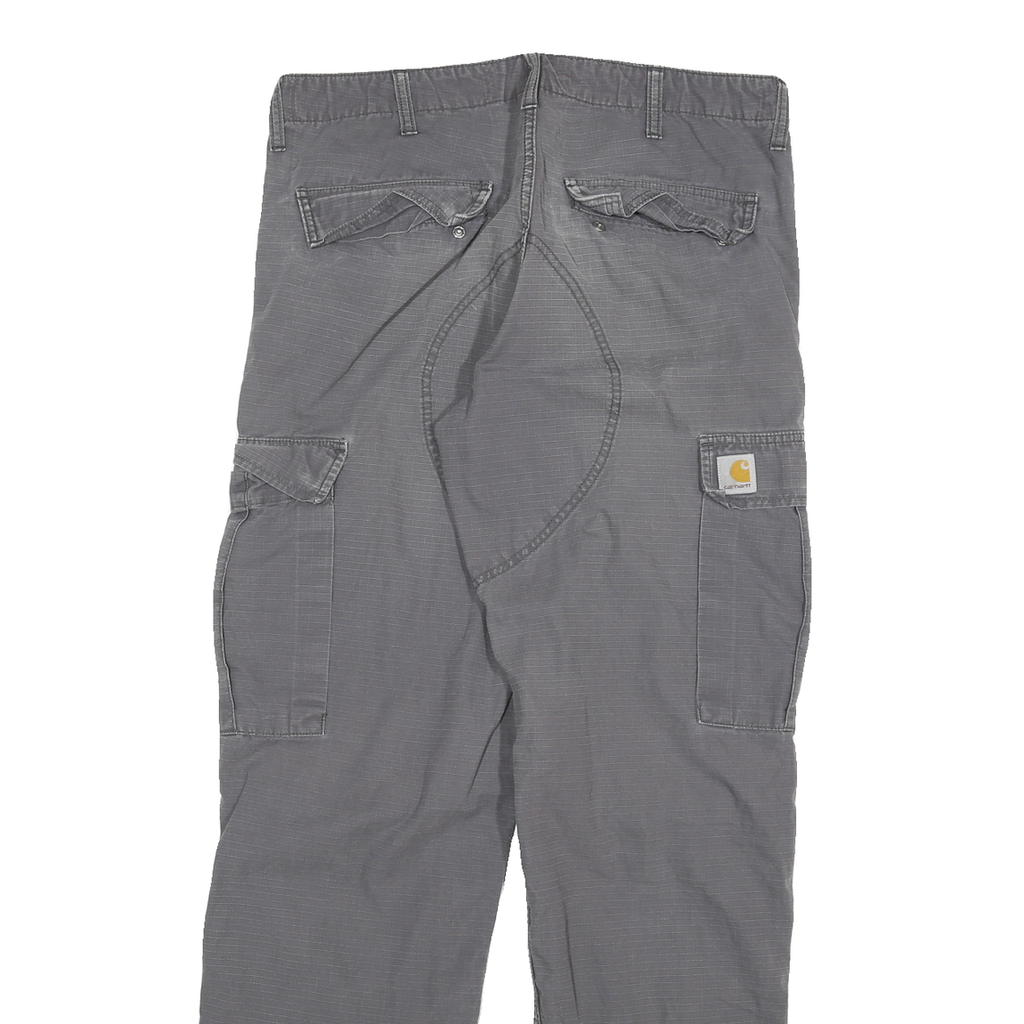 CARHARTT Mens Jeans Grey Relaxed Cargo Denim W36 L30 Workwear Utility