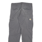 CARHARTT Mens Jeans Grey Relaxed Cargo Denim W36 L30 Workwear Utility