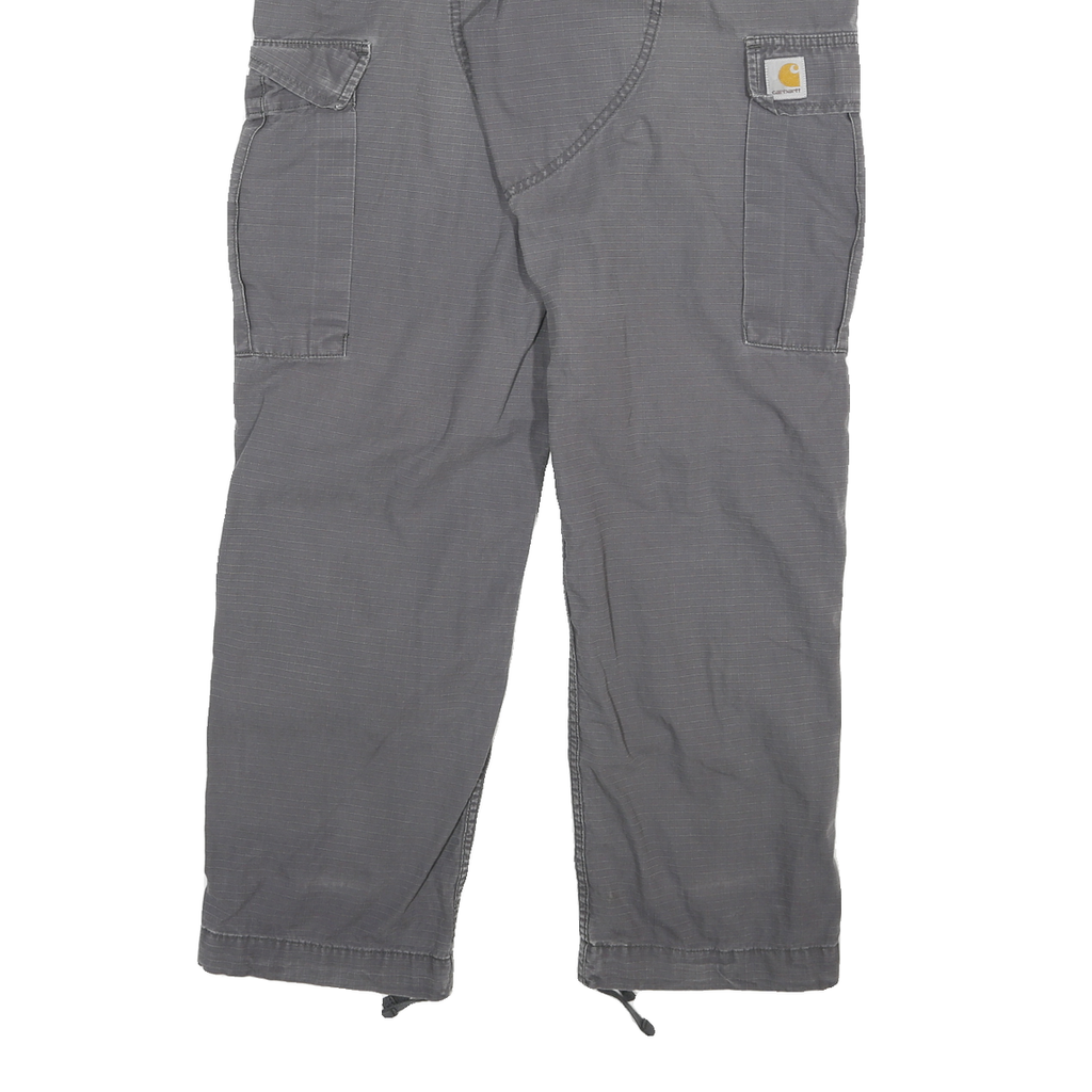 CARHARTT Mens Jeans Grey Relaxed Cargo Denim W36 L30 Workwear Utility