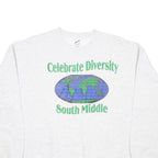 JERZEES Mens White Celebrate Diversity Globe Crew Neck L Cotton Blend Sweatshirt