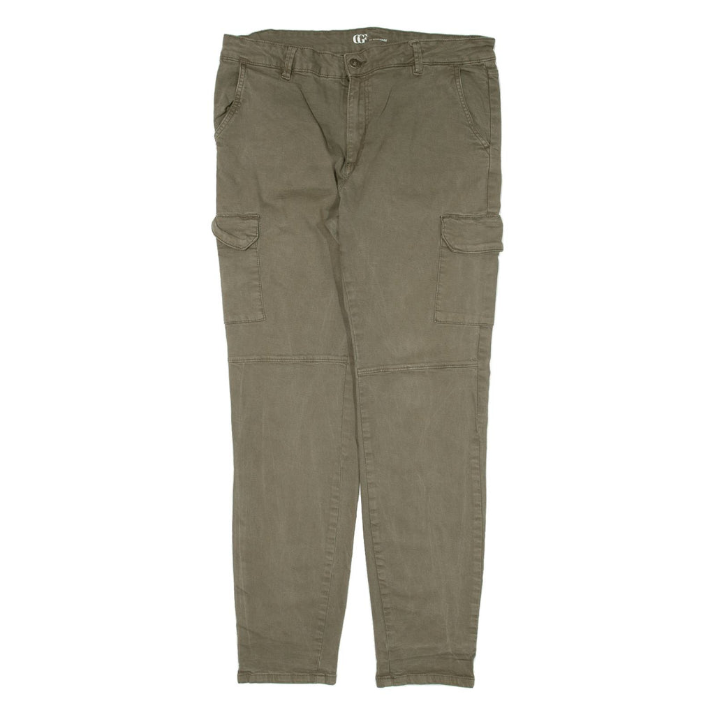 CHICOREE Cargo Womens Trousers Green Regular Tapered W33 L28