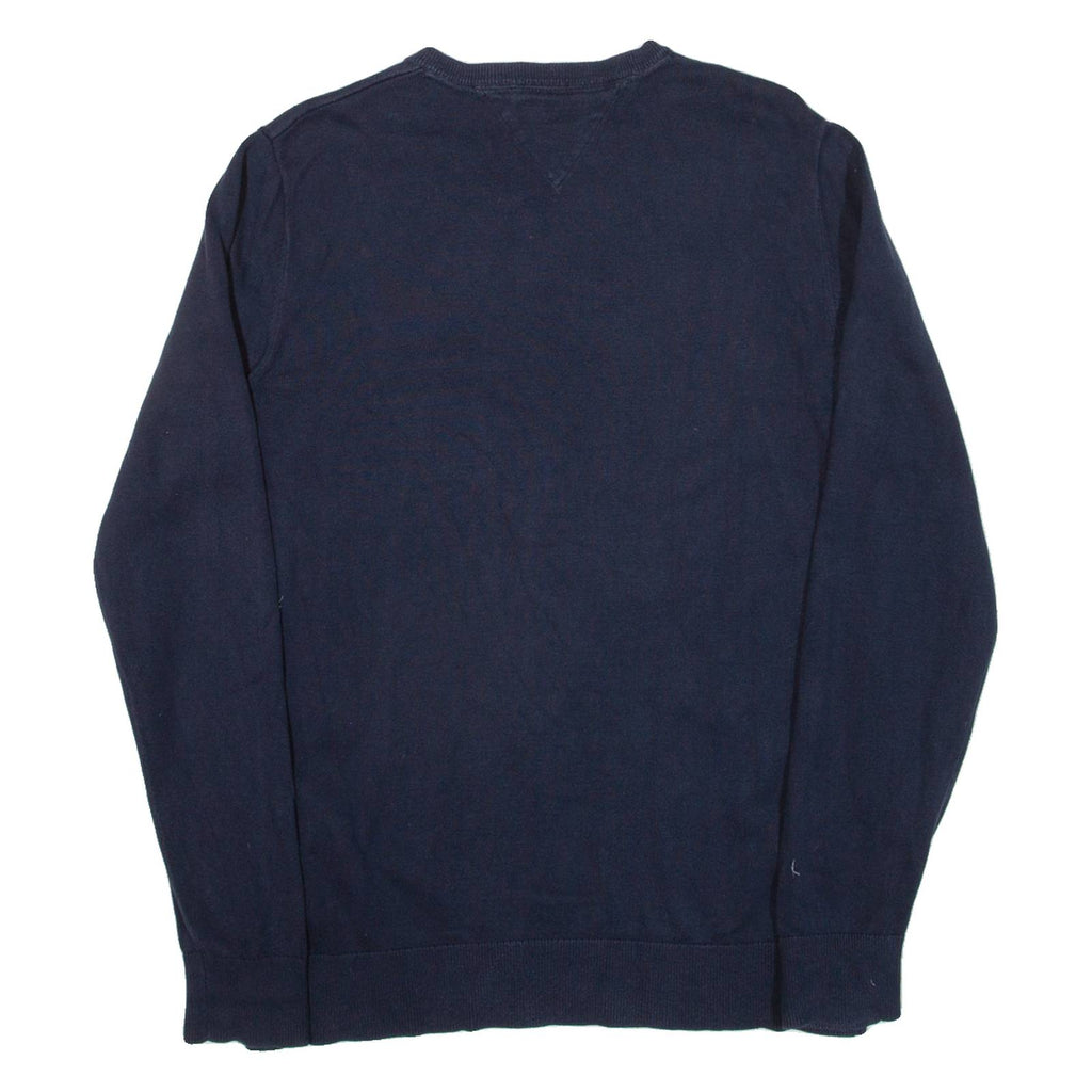 TOMMY HILFIGER Mens Jumper Blue V-Neck Tight Knit S