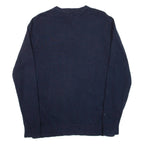 TOMMY HILFIGER Mens Jumper Blue V-Neck Tight Knit S